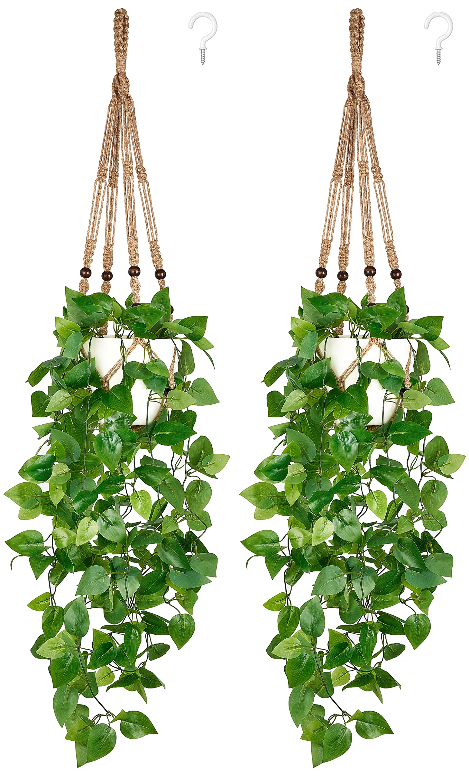 Mkono front view of hanger and pot showing ready-to-hang styling benefit