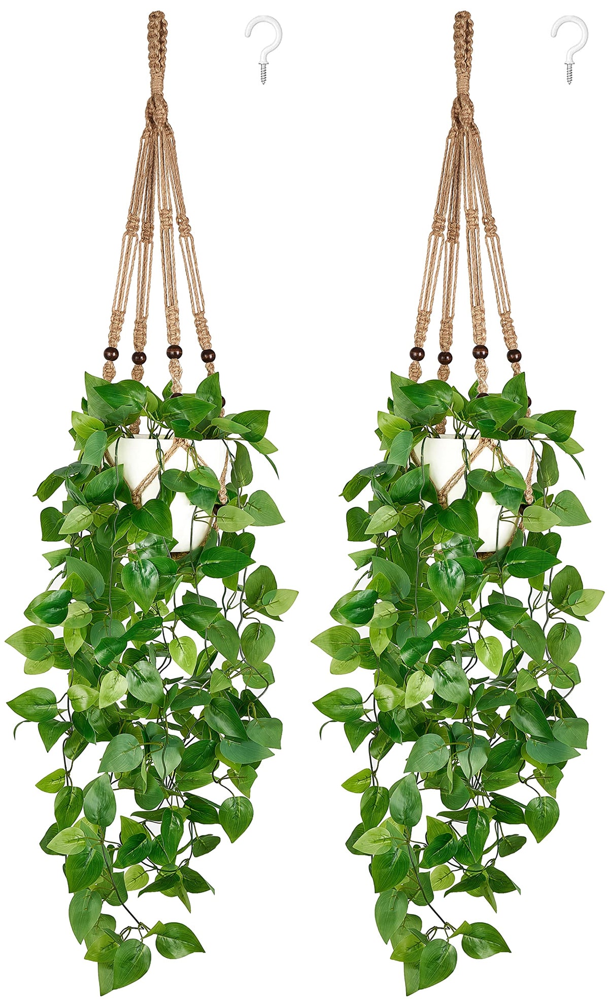 Mkono front view of hanger and pot showing ready-to-hang styling benefit