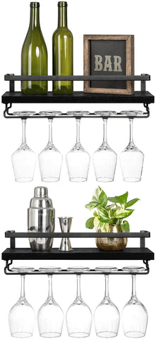 mkono front view wall shelf showing black frame and wood for stylish storage