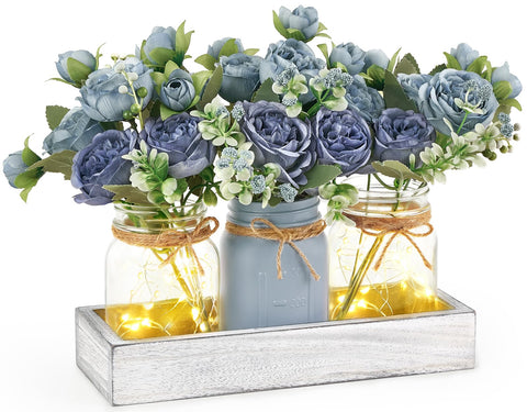 Mkono mason jars front view showing trio arrangement and warm glow