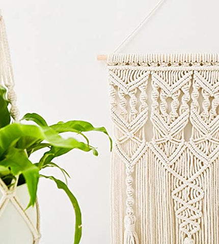 Mkono hangings beside sofa showing scale and how they soften living spaces