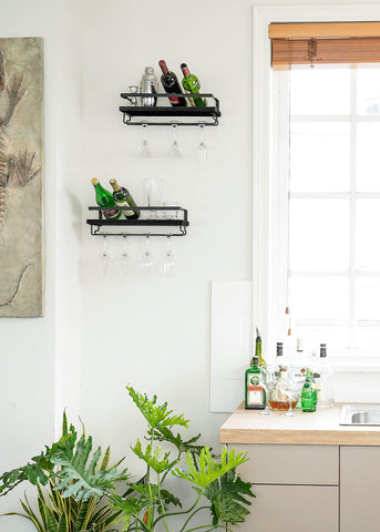 mkono stemware hanger detail showing secure glass storage benefit