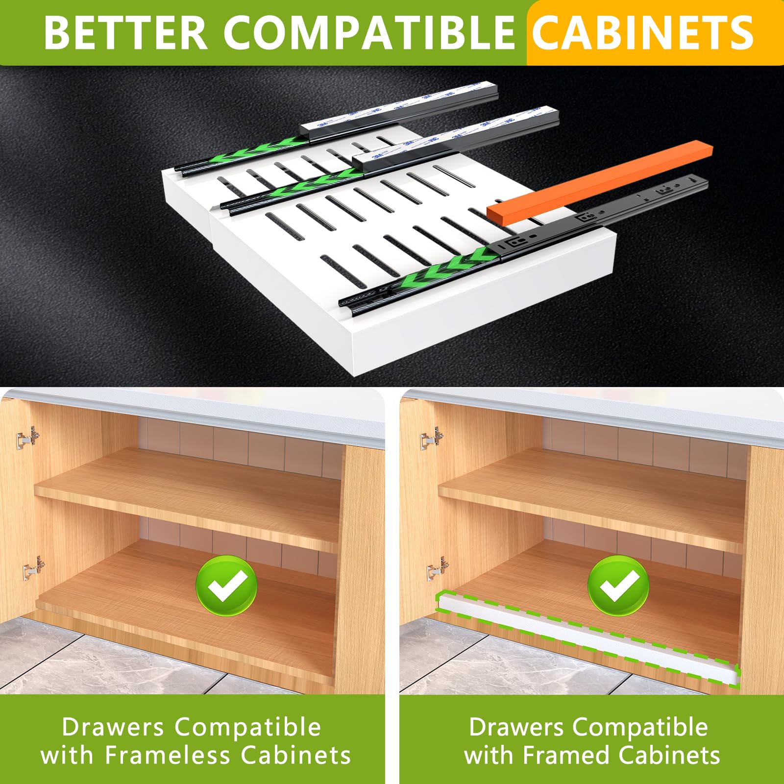Mlinavn top-down view of drawer pulled out displaying full-depth storage benefit