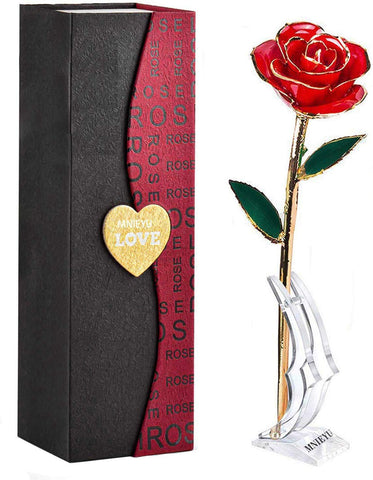 MNIEYU gold rose front view showing luminous finish and lasting beauty