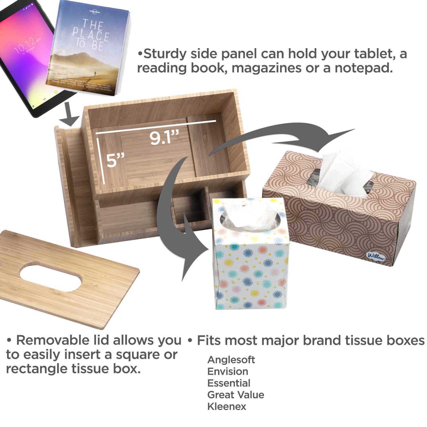 MobileVision compartments filled with remotes glasses pens for organization