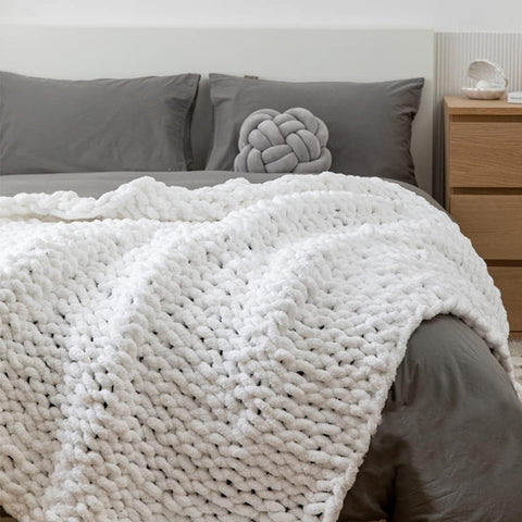 MocaDng close-up of chenille knit texture highlighting softness and durability