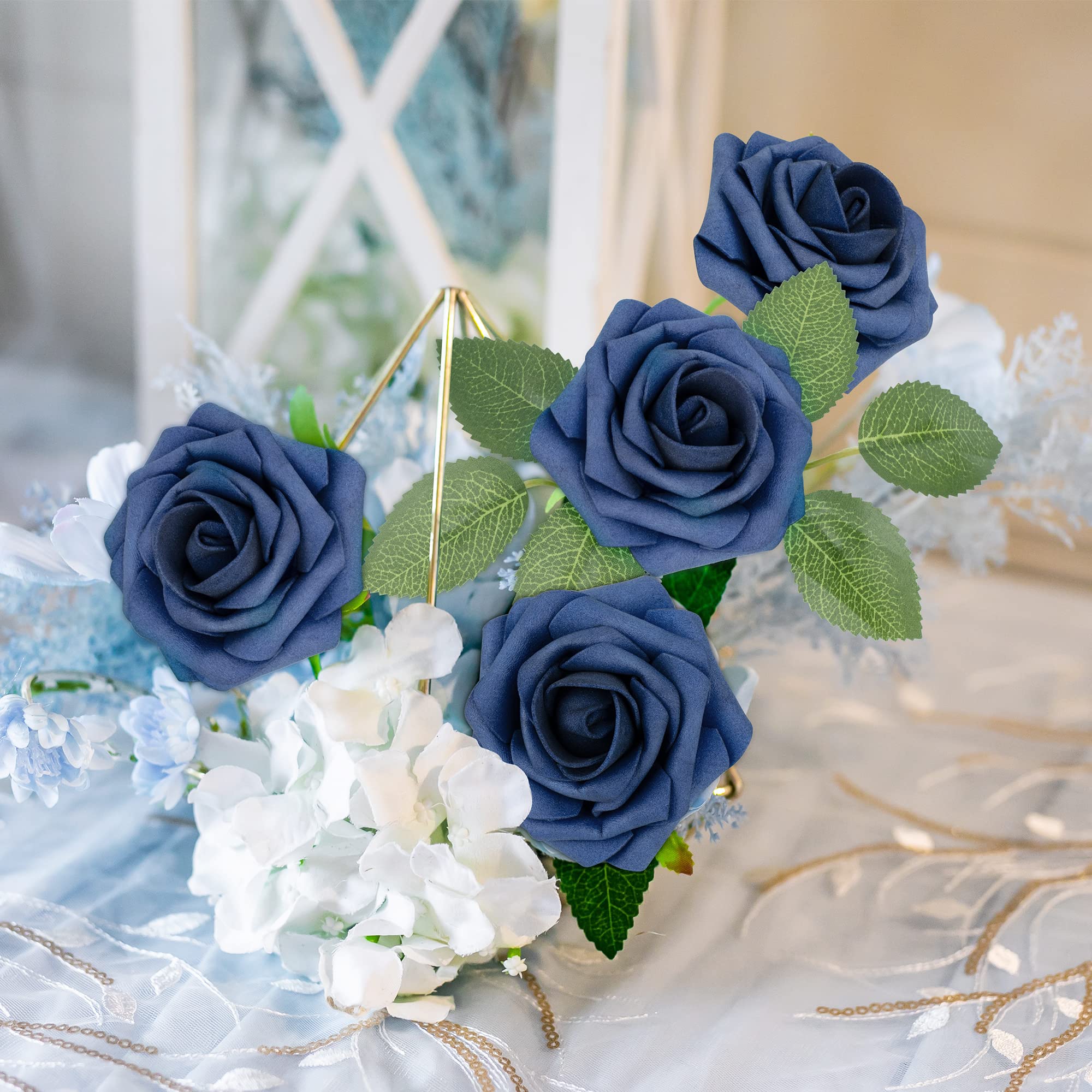 Mocoosy assembled bouquet of navy blue roses ready for wedding or bridal use