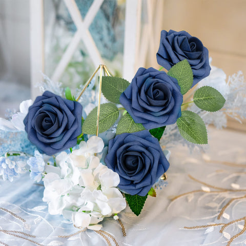 Mocoosy assembled bouquet of navy blue roses ready for wedding or bridal use