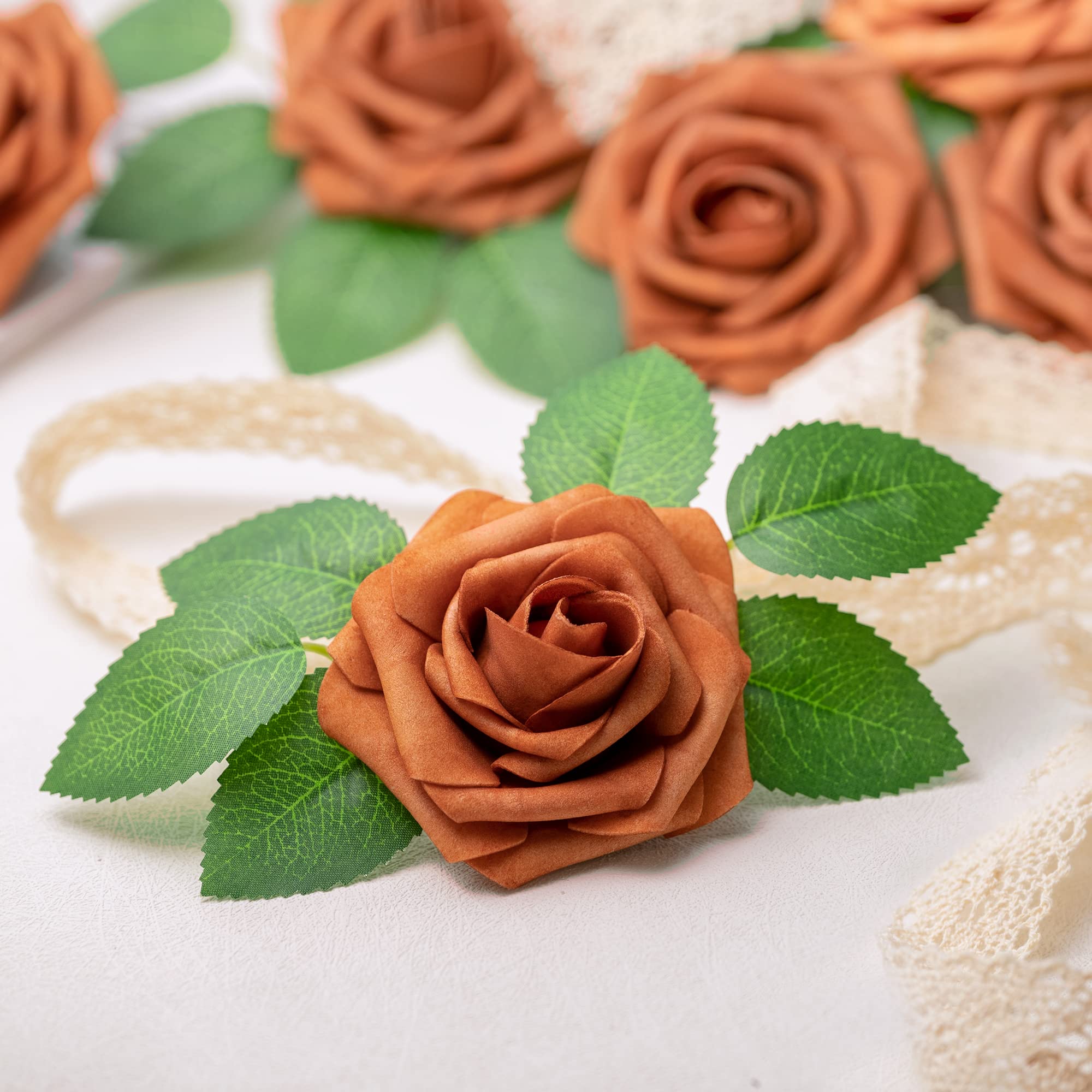 Mocoosy close-up of terracotta foam petals highlighting lifelike texture
