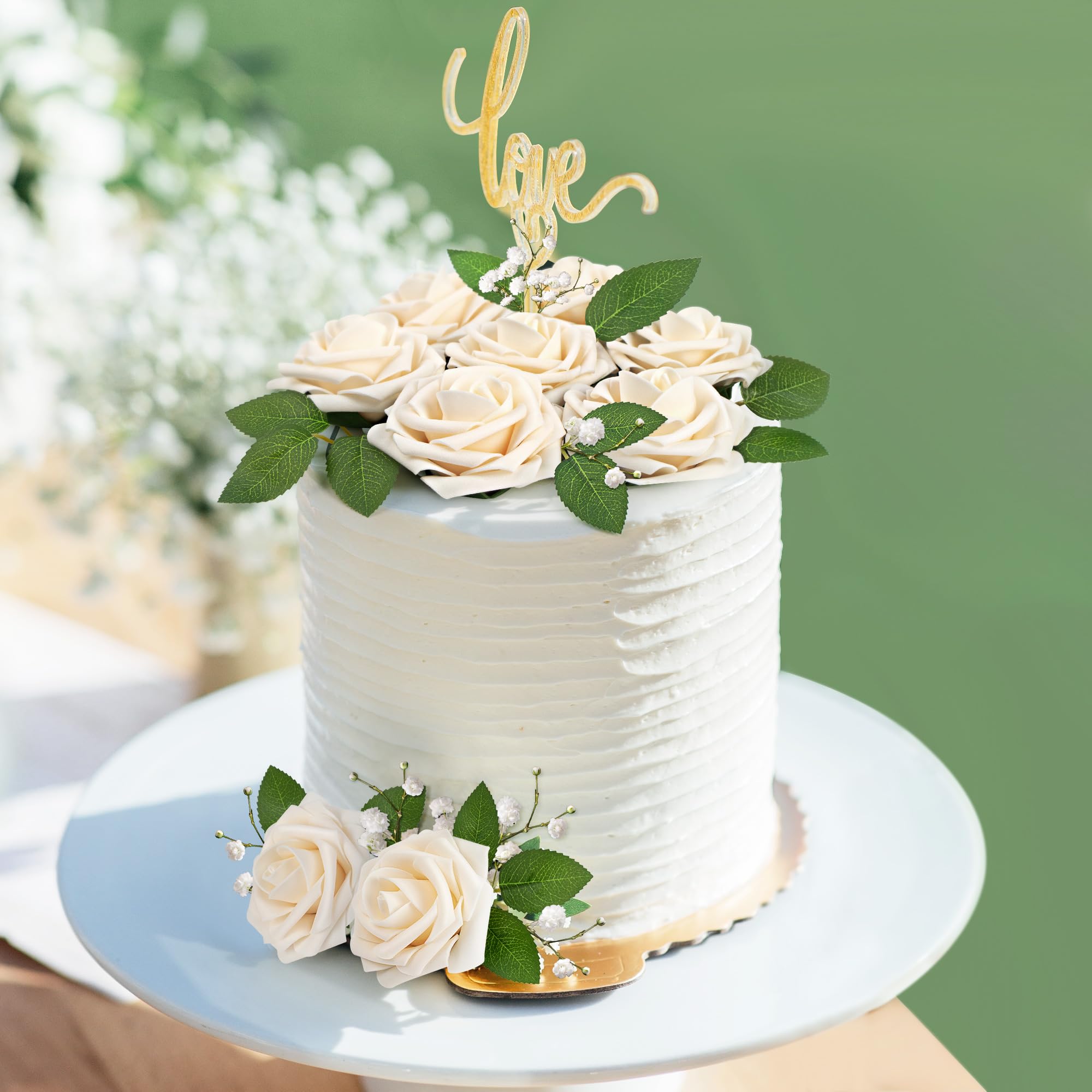 Mocoosy loose detachable leaves with stems for customized floral placement