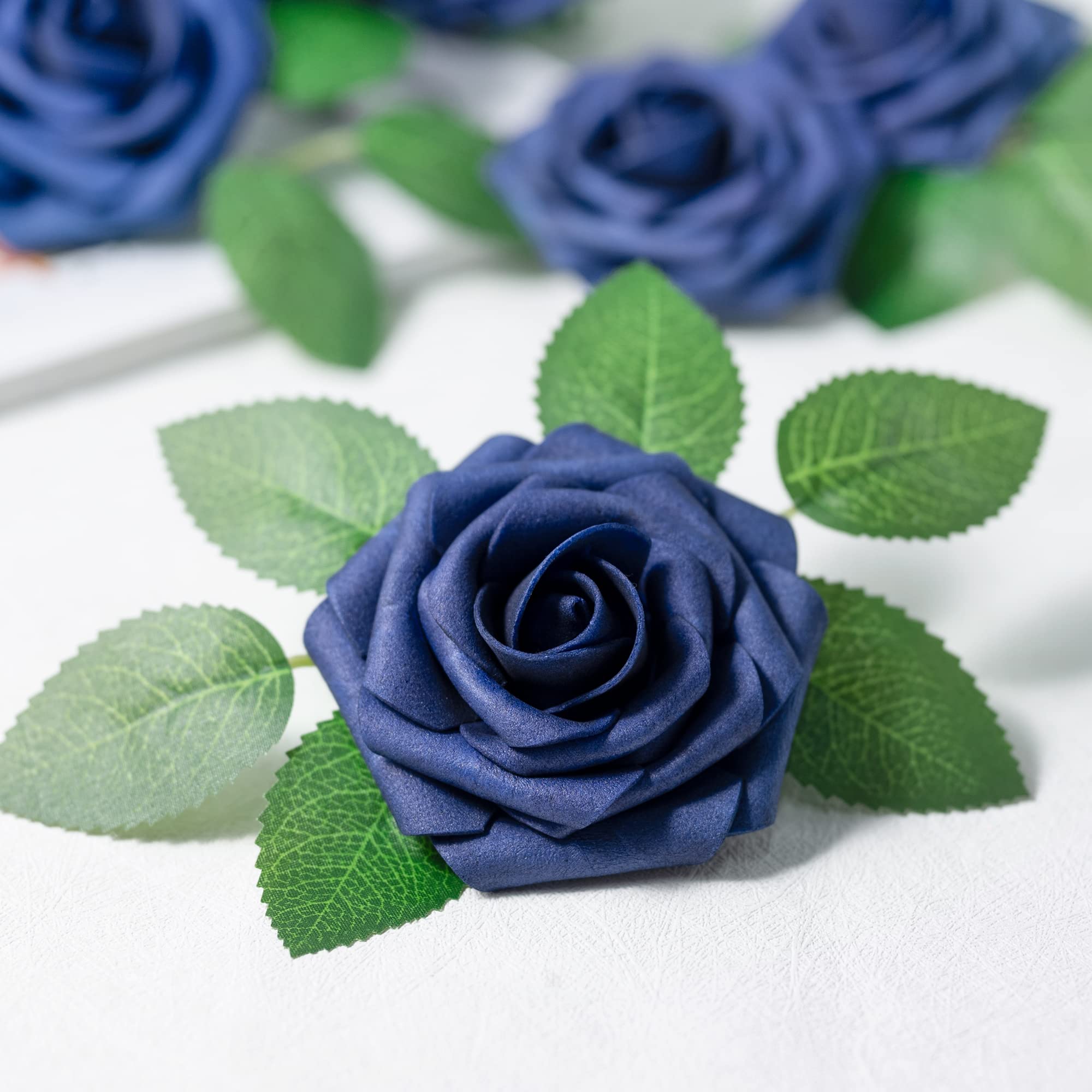 Mocoosy close-up of foam rose head highlighting velvety texture and realistic petals