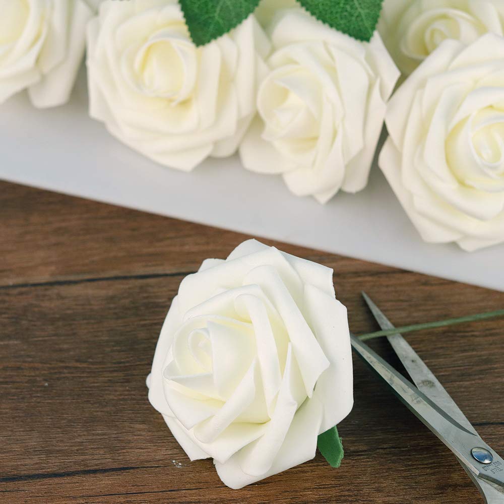Mocoosy roses next to a ruler showing 8-inch stems for precise sizing