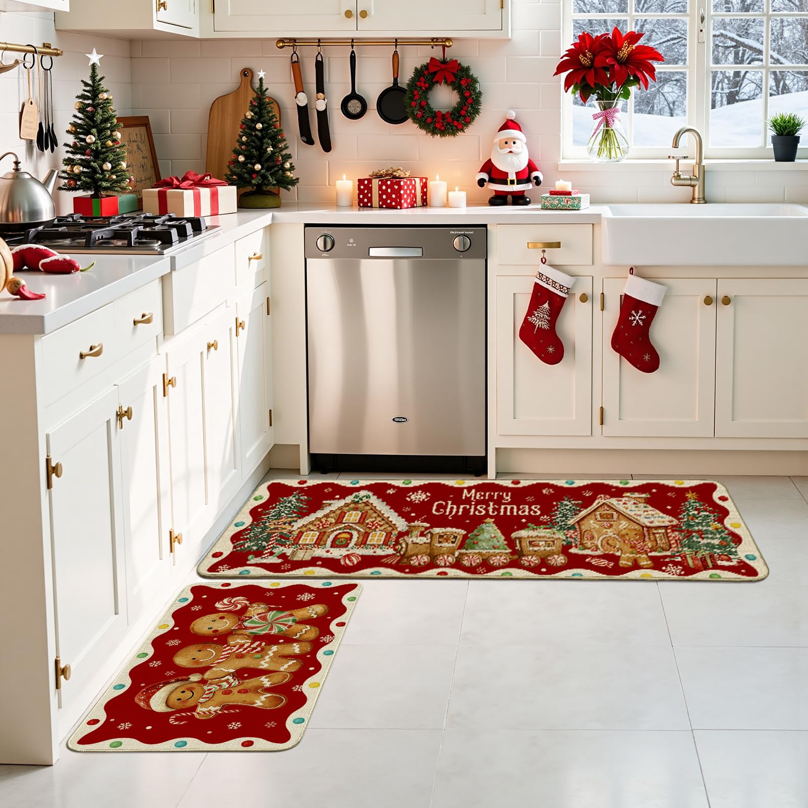 Mocsicka mats styled in hallway creating welcoming seasonal home decor