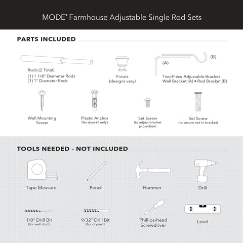 MODE bracket and hardware laid out, illustrating complete installation kit benefit