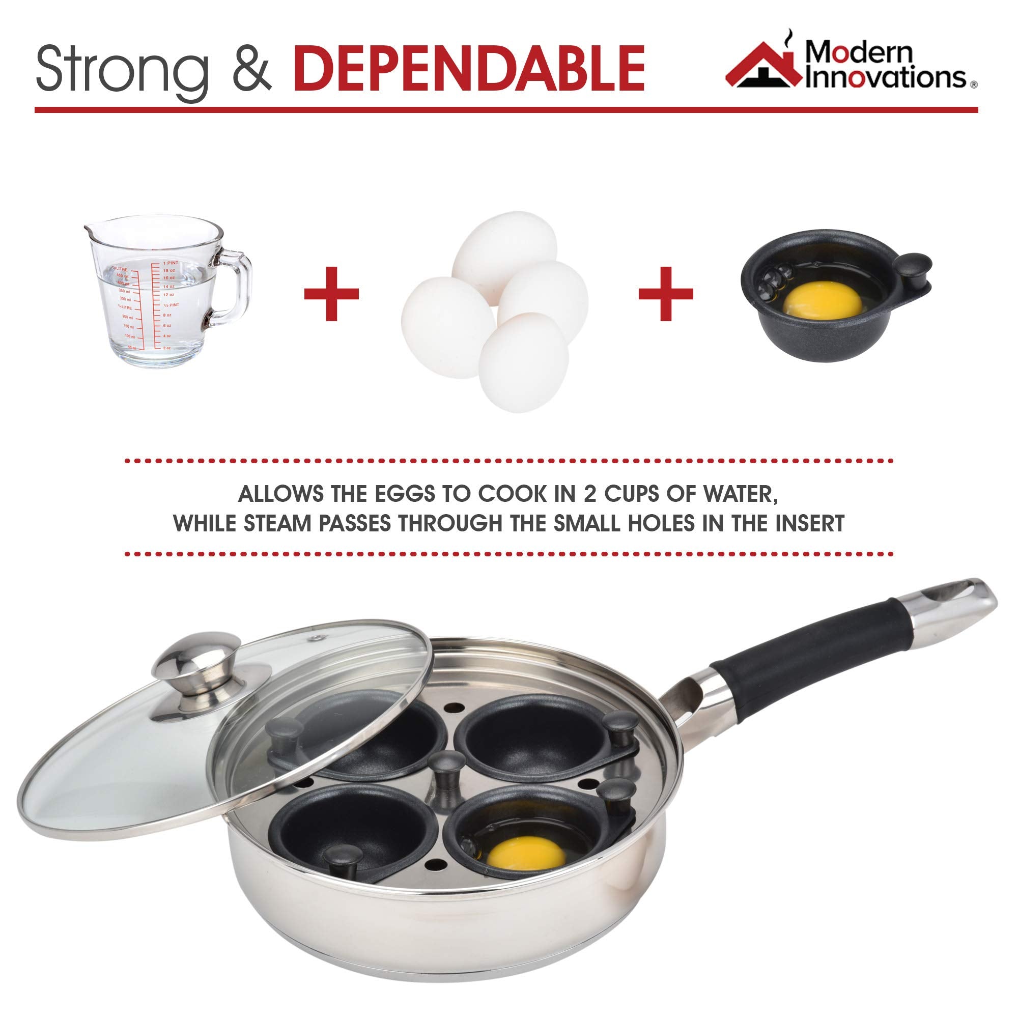 Modern Innovations tempered glass lid on pan showing steam retention and easy monitoring