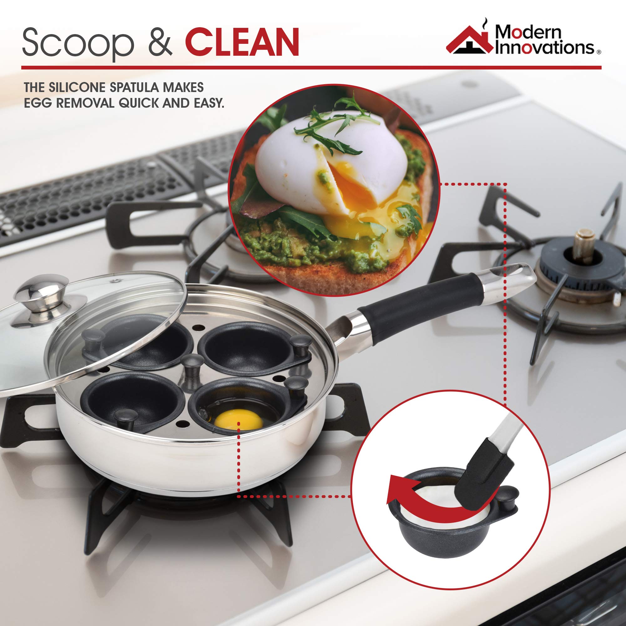 Modern Innovations poacher on table in brunch setting showing consistent servings for guests