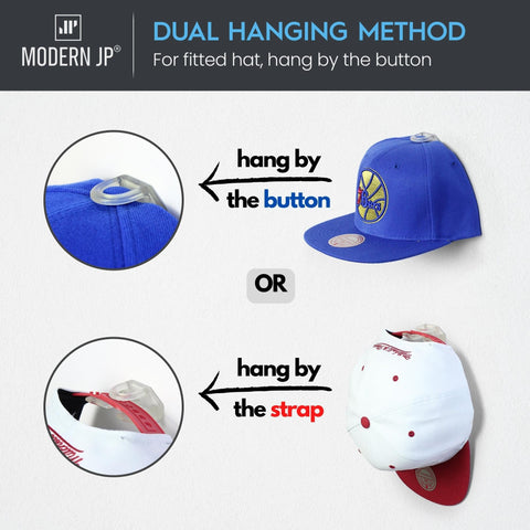 Modern JP hook with adjustable cap hung by strap showing versatile hanging option