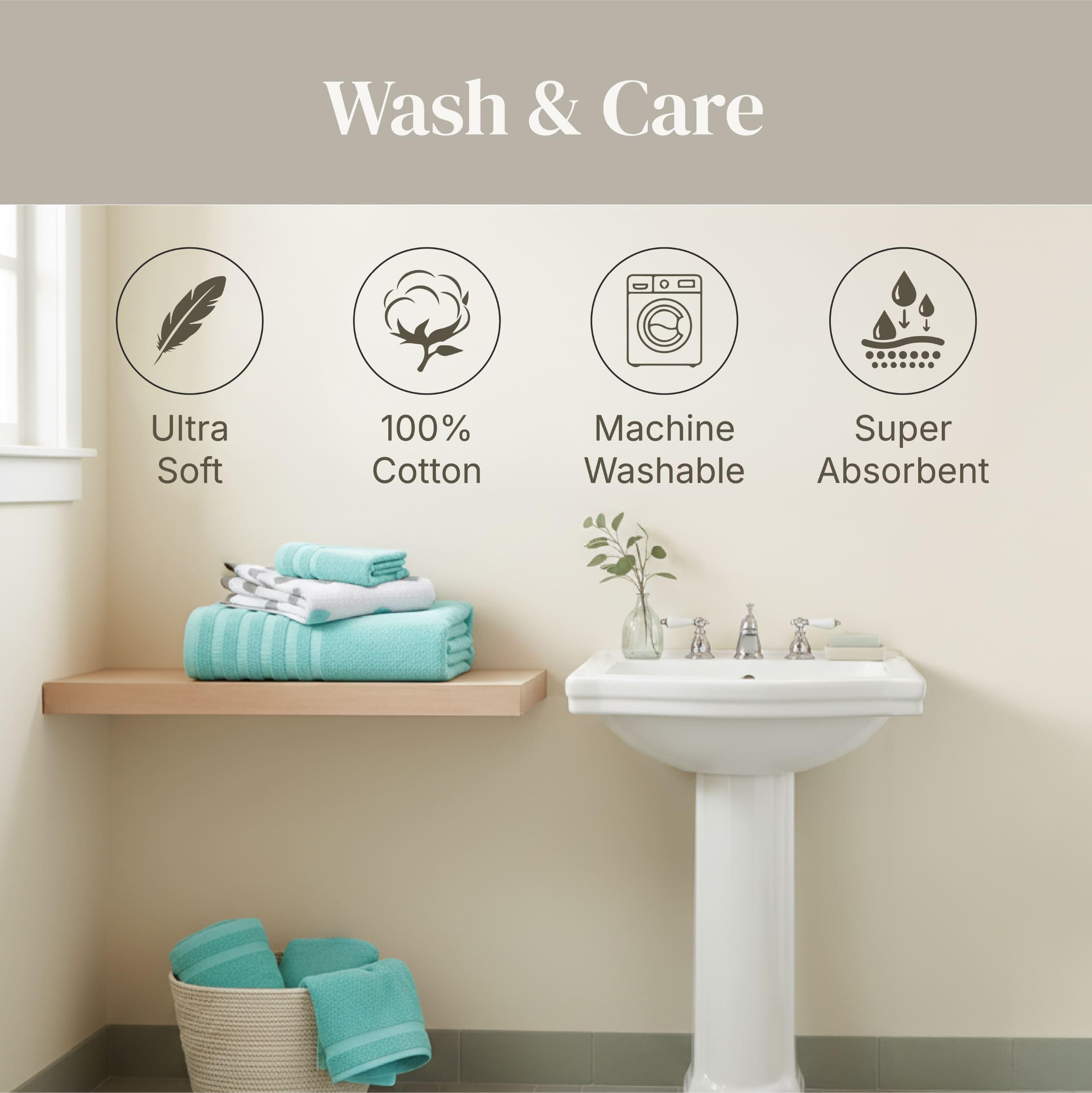 Modern Threads towels styled in bathroom emphasizing two-look versatility and decor upgrade