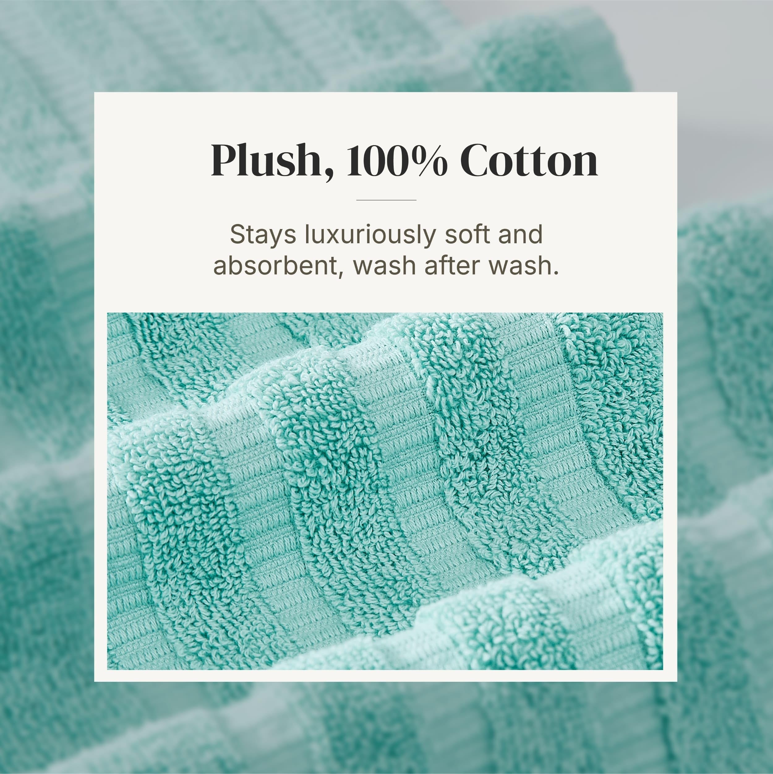 Modern Threads washcloth with water droplets showing quick absorbency and gentle feel
