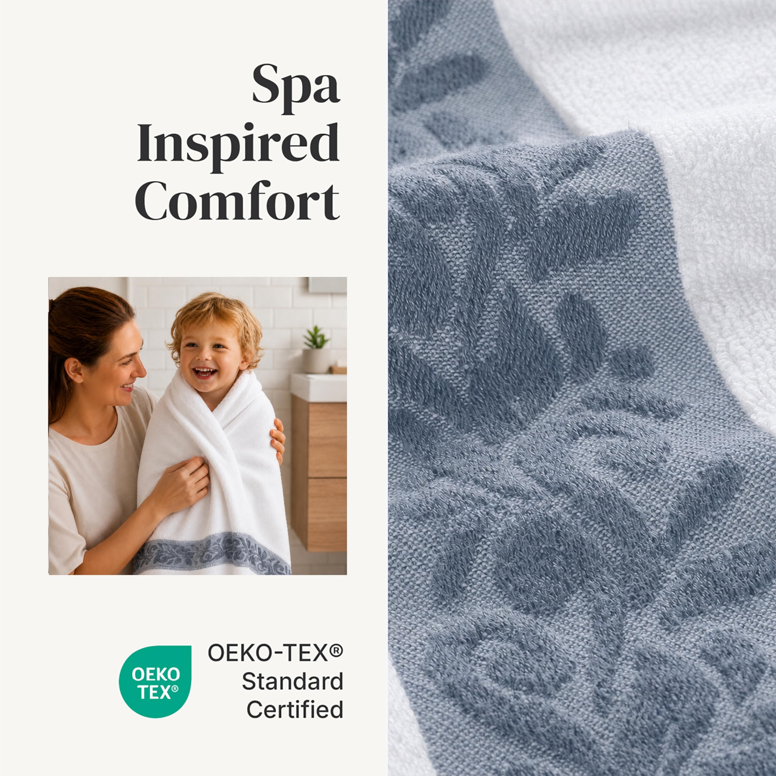 Modern Threads blue bath towel hanging in bathroom demonstrates quick drying and coverage