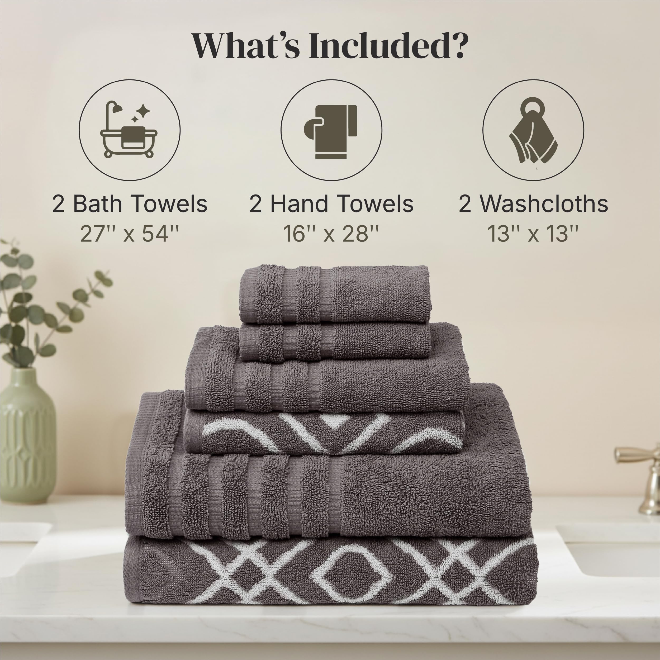 Modern Threads flat lay showing full-size bath towel dimensions for coverage and comfort