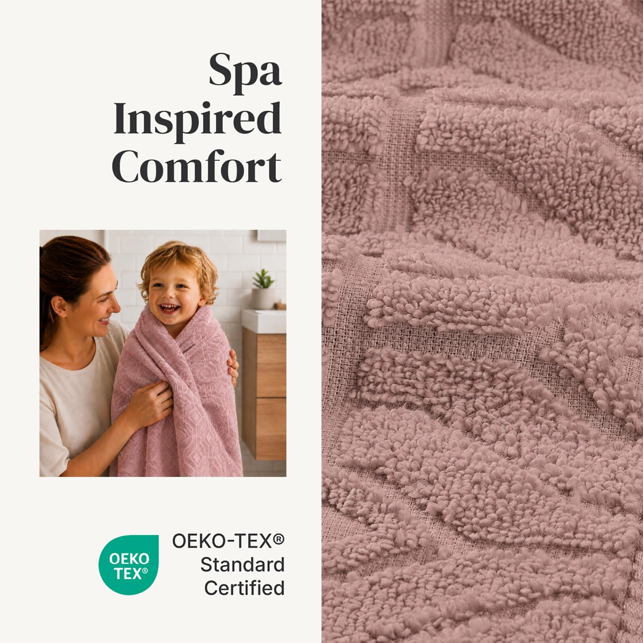 Modern Threads towels styled in a bathroom highlighting modern aesthetic and practicality