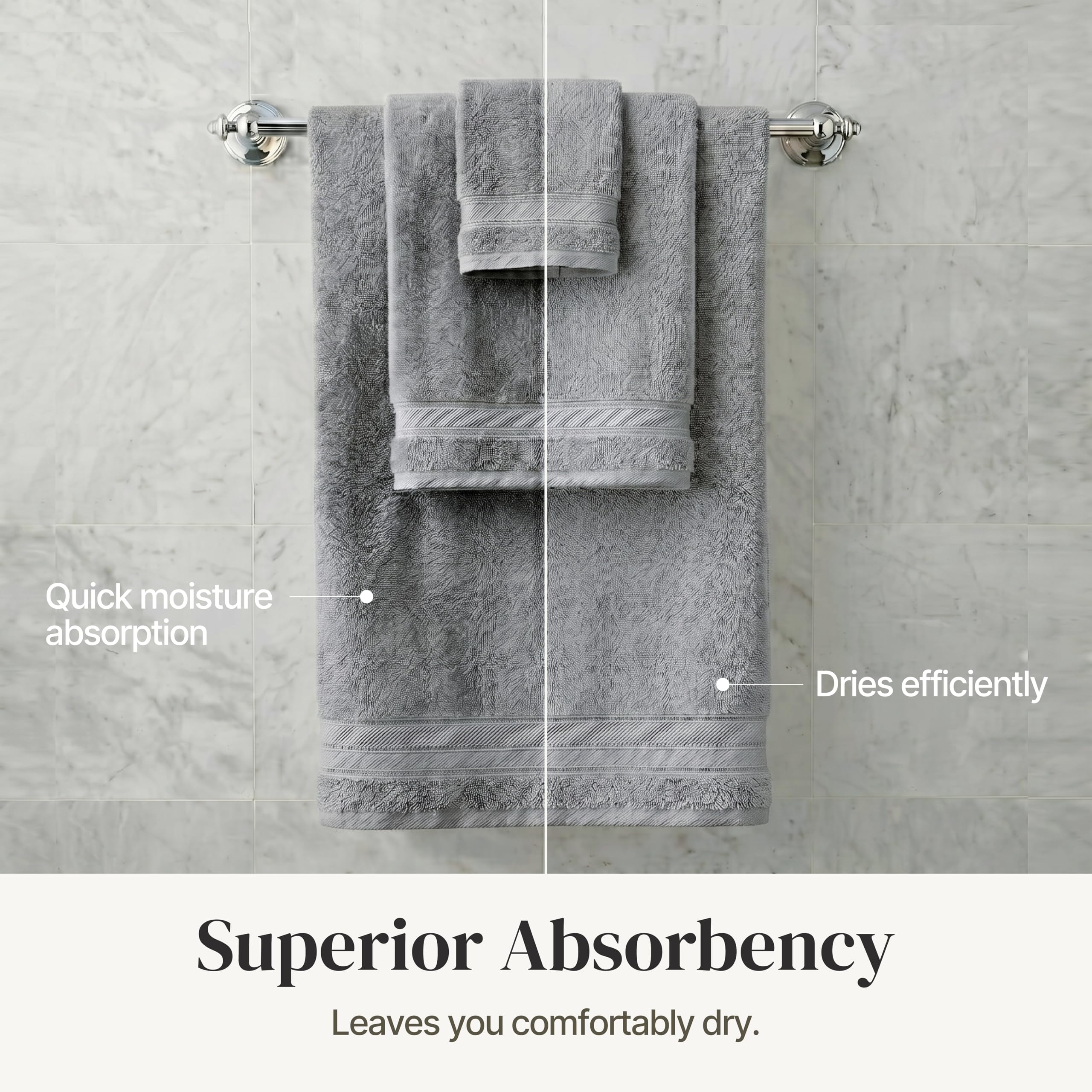 Modern Threads towels styled in bathroom showing cozy modern decor coordination benefit