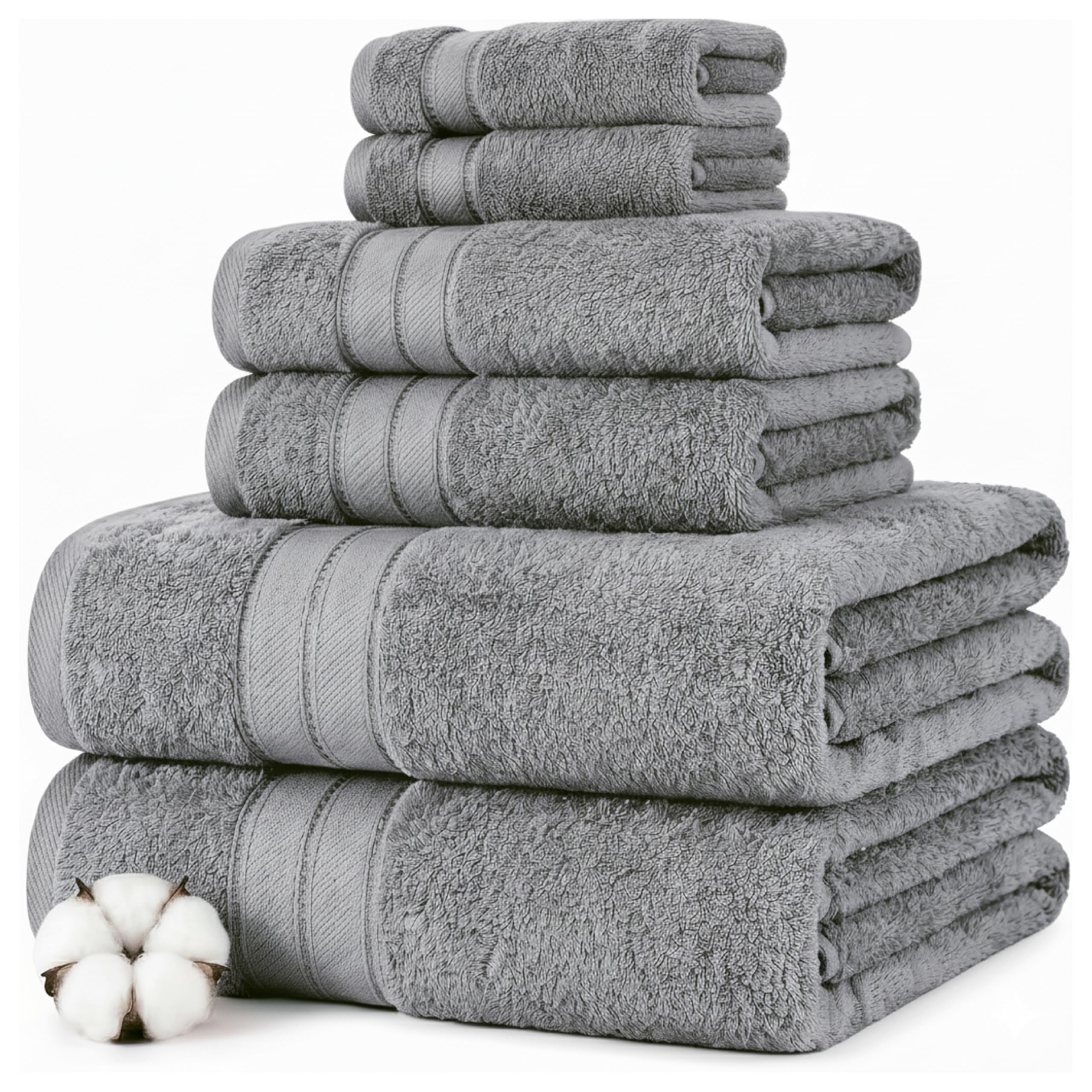 Modern Threads charcoal full set front view showing coordinated towels and neat stacking benefit