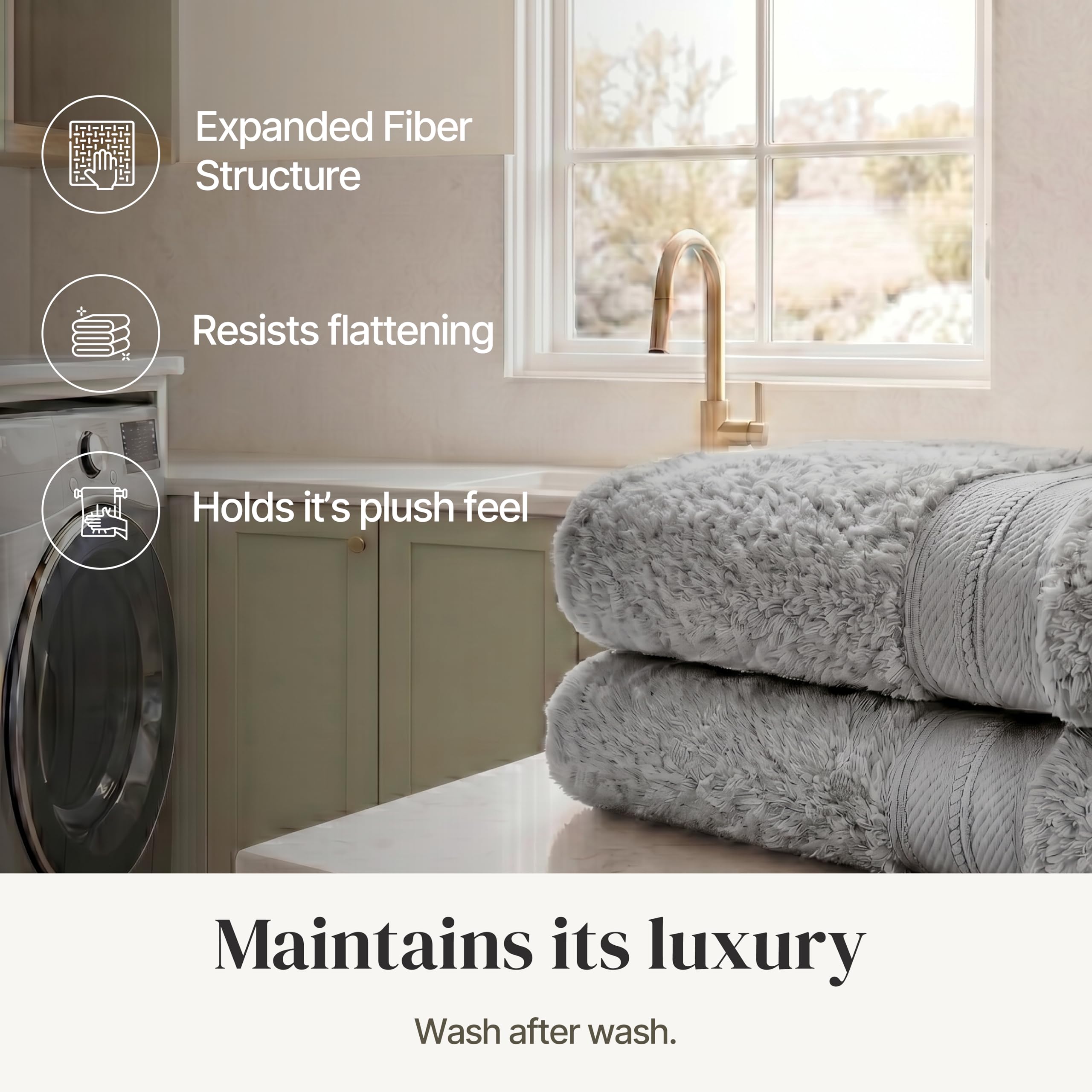Modern Threads towels beside ruler showing size comparison for accurate fit benefit