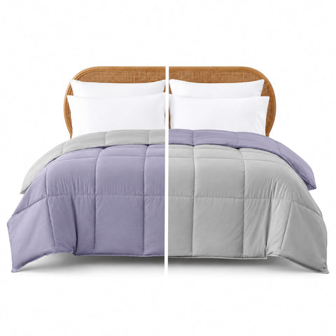 Modern Threads comforter front view showing purple side and cozy look