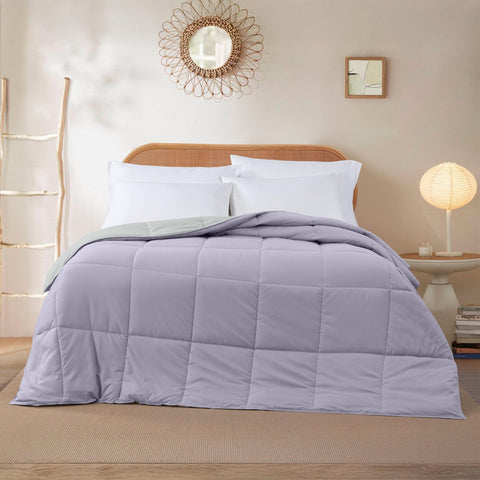 Modern Threads comforter reversed to silver side for versatile styling