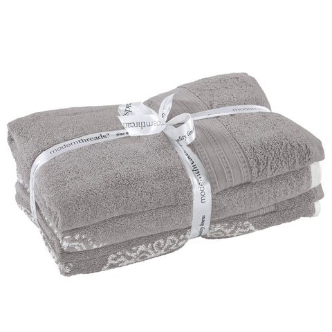 Modern Threads towel on bathroom rack showing drape and decorative effect, enhances decor