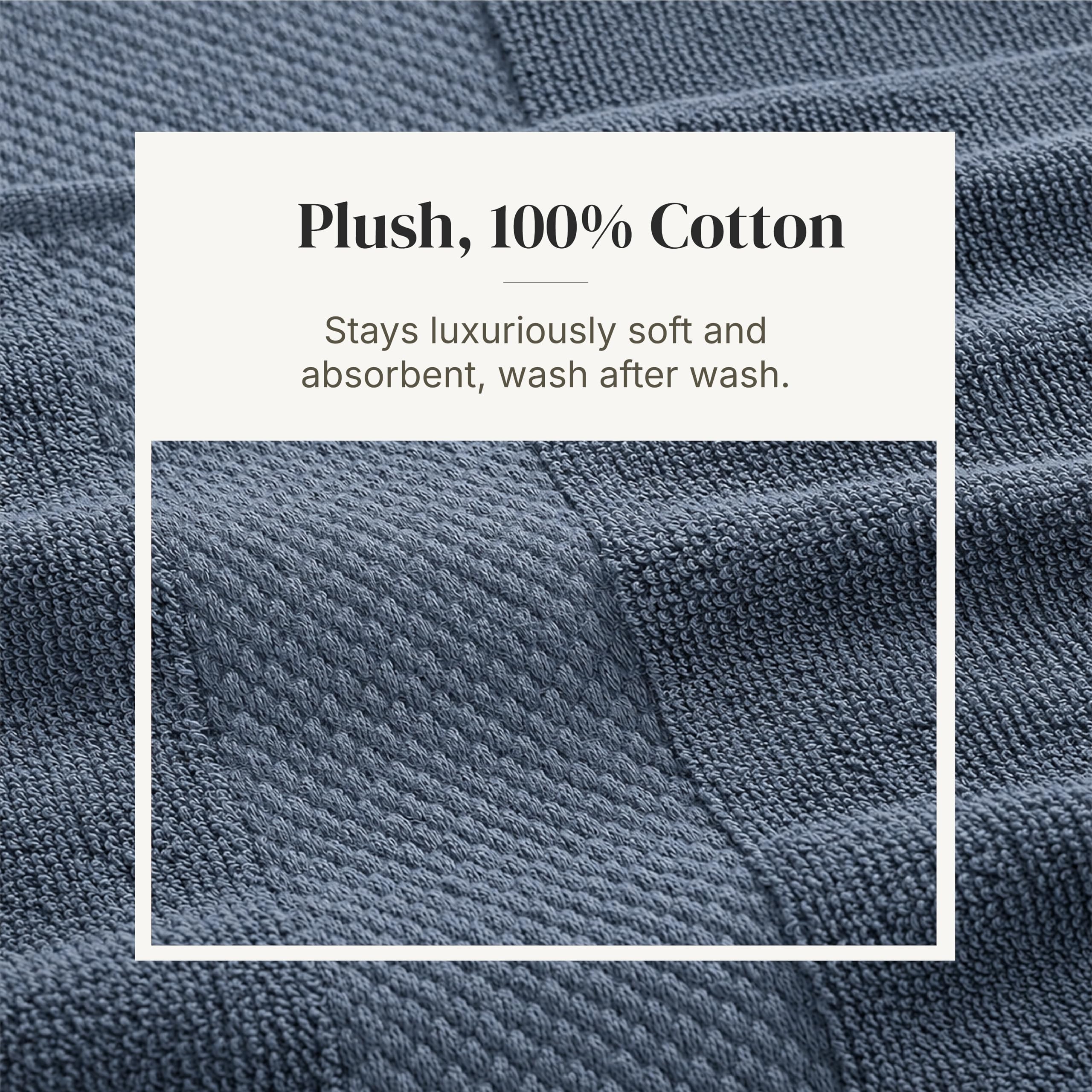 Modern Threads hand towel and washcloth folded on shelf showing neat storage benefit