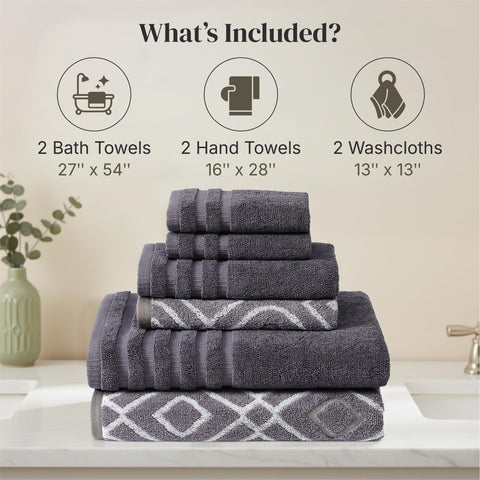 Modern Threads neatly folded stack in bathroom conveying organized storage and soft feel