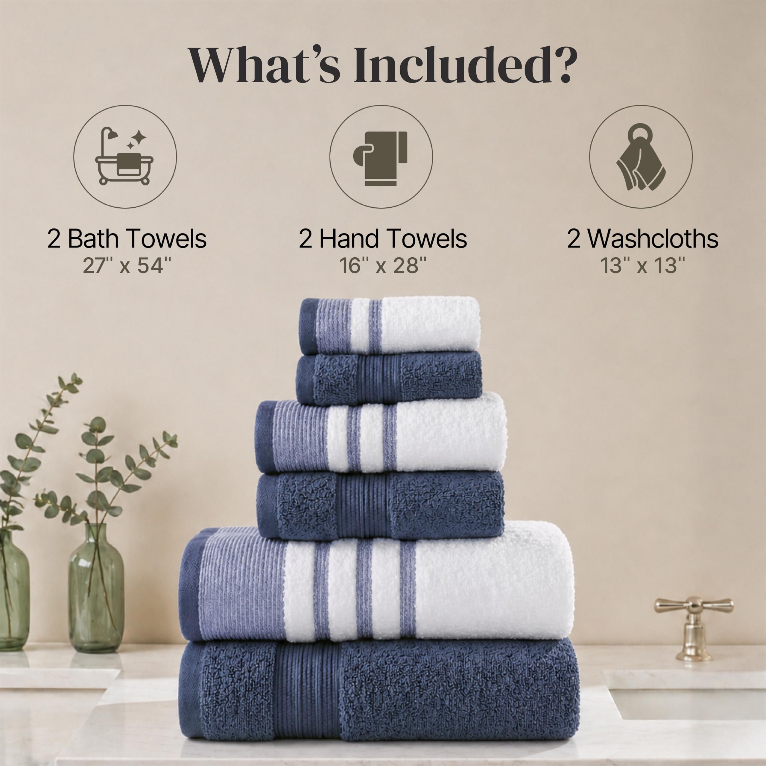 Modern Threads folded towel stack on shelf highlighting space-saving storage benefit