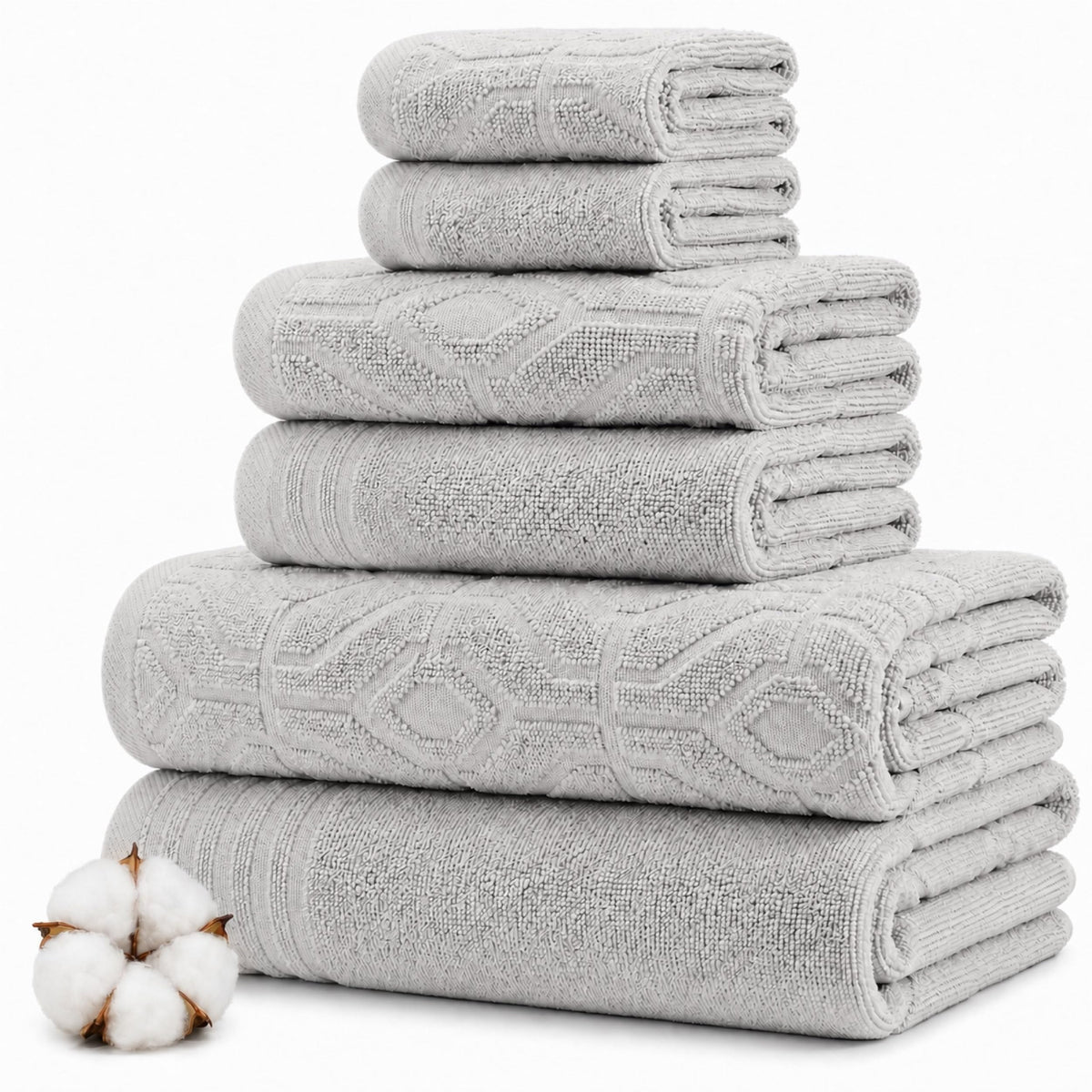 Modern Threads folded towels front view showing neat stacking and polished look