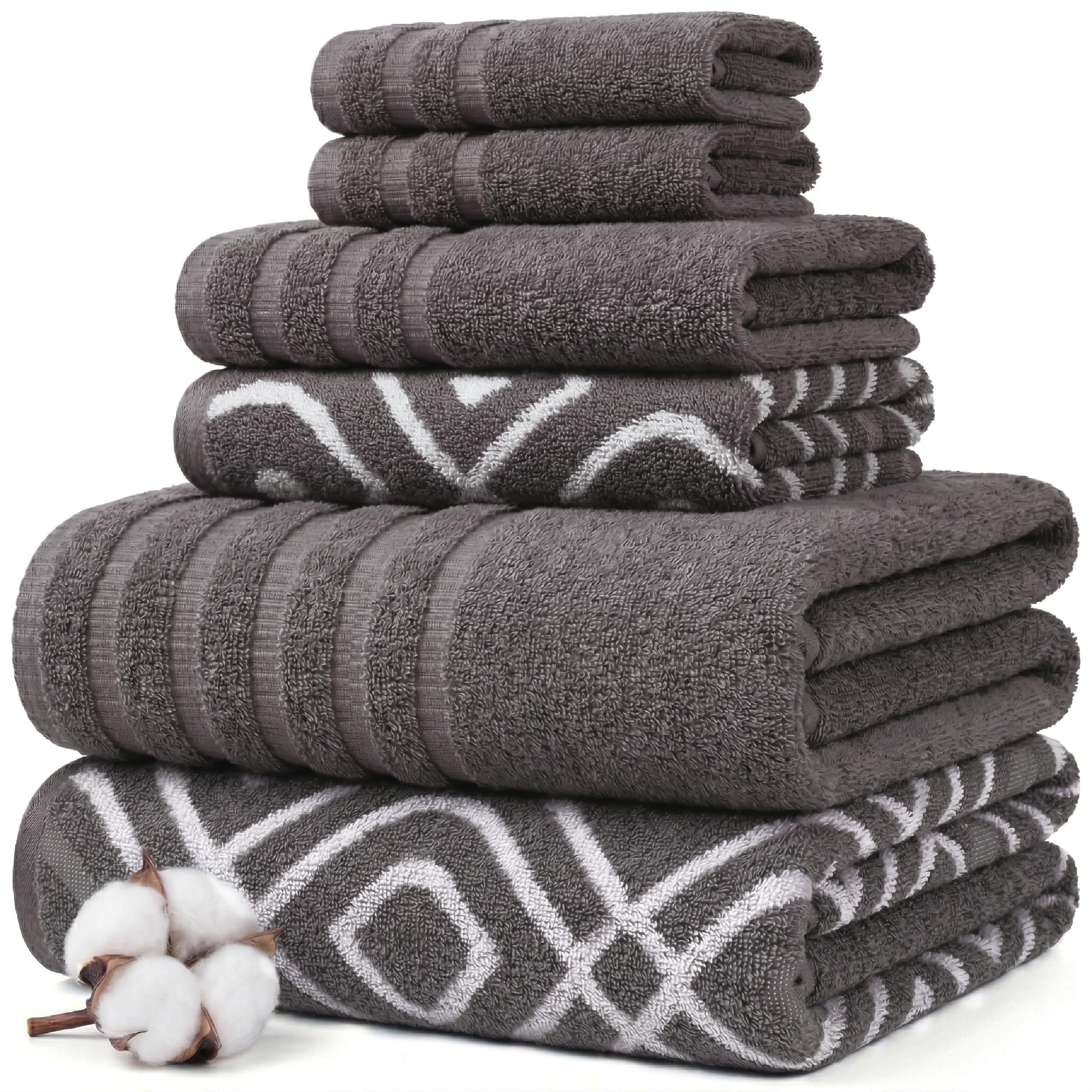 Modern Threads front view of gray towel set showing coordinated pieces and packaging for convenience