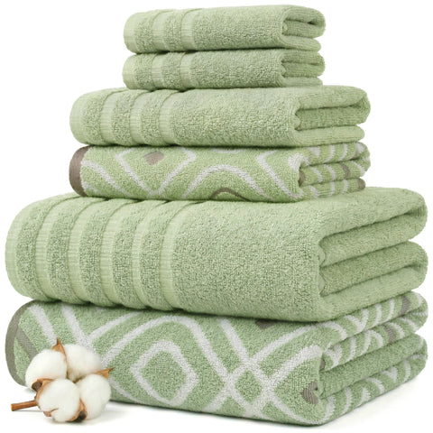 Modern Threads front view of sage green towel set showing coordinated look and soft appeal