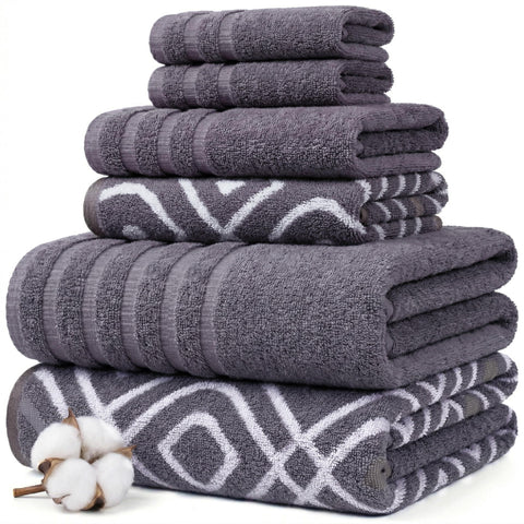 Modern Threads front view of full 6-piece towel set showing coordinated look and convenience