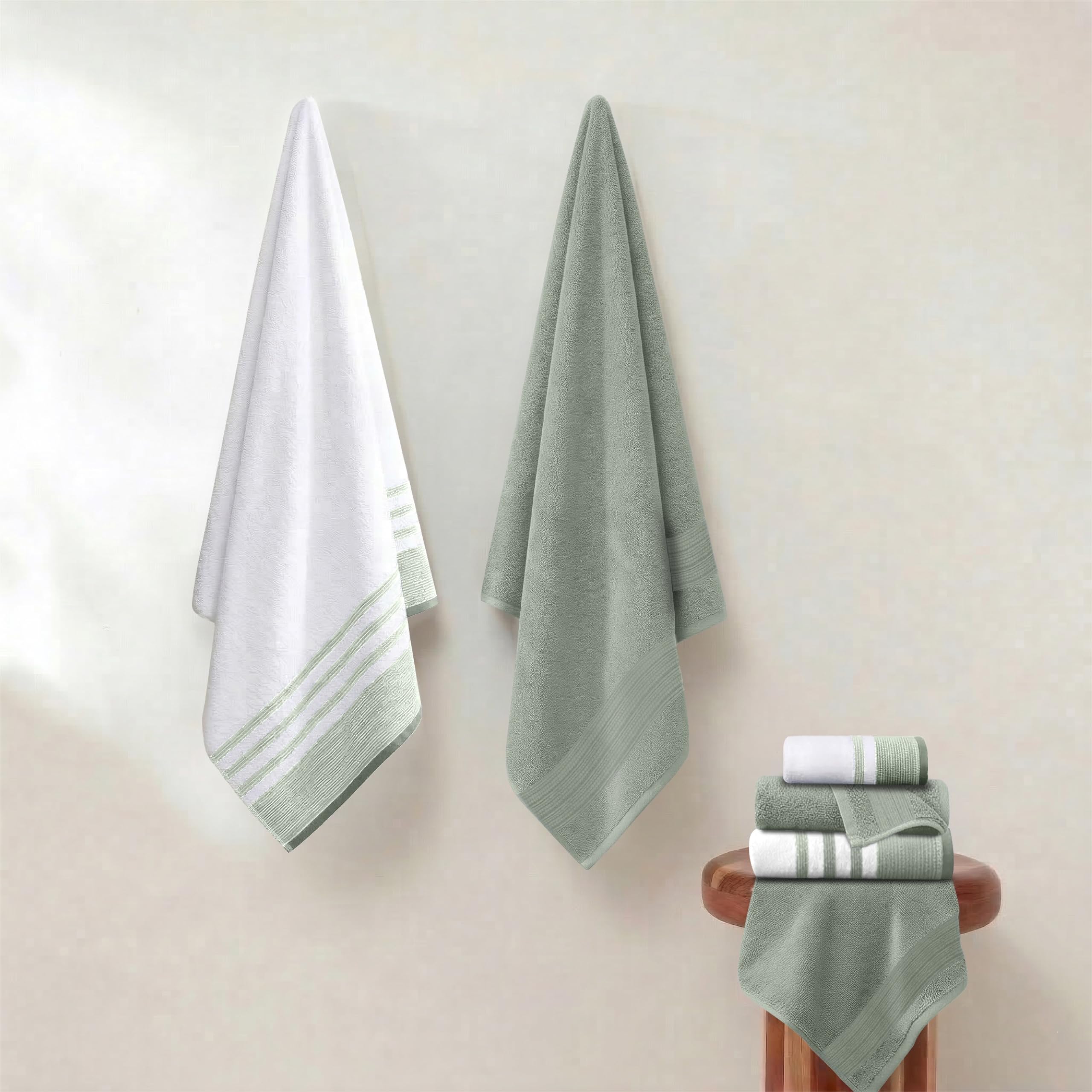 Modern Threads hand towel in use drying hands, shows quick absorbency advantage