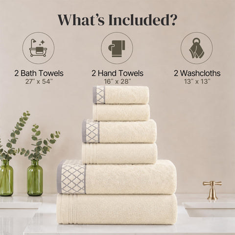 Modern Threads hand towel diamond border close-up showing woven detail and decorative finish