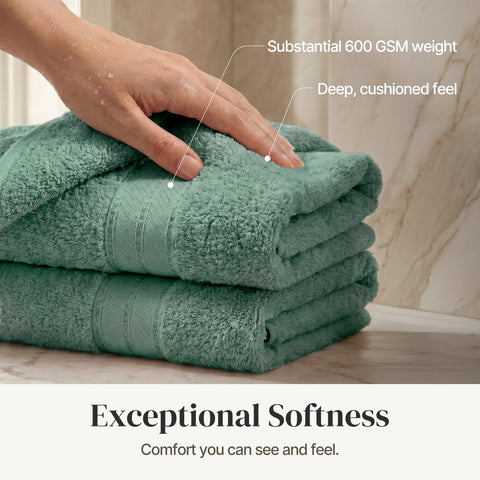 Modern Threads stacked hand towels on shelf, organized and space-saving