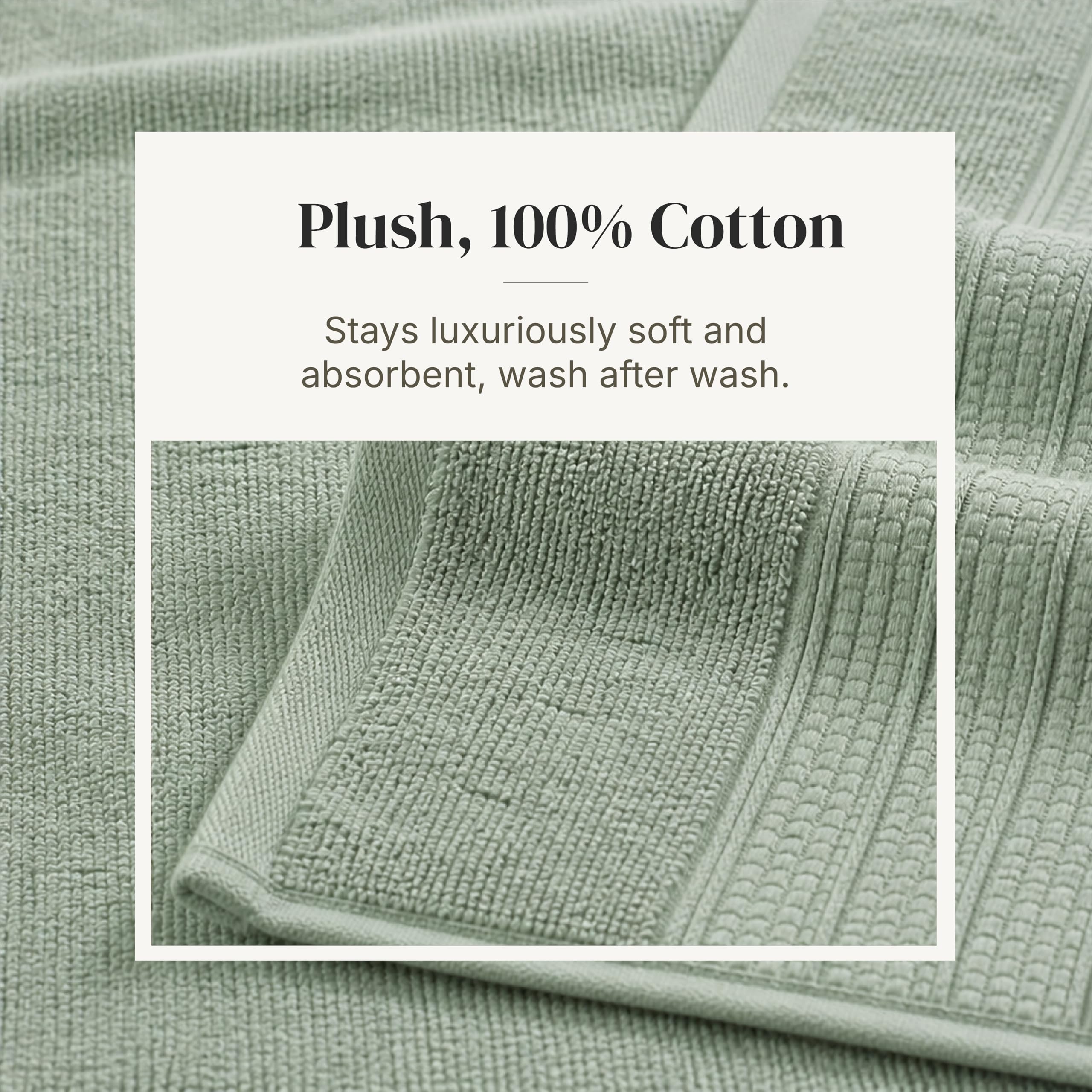 Modern Threads bath towel hanging in bathroom, demonstrates aesthetic and functionality