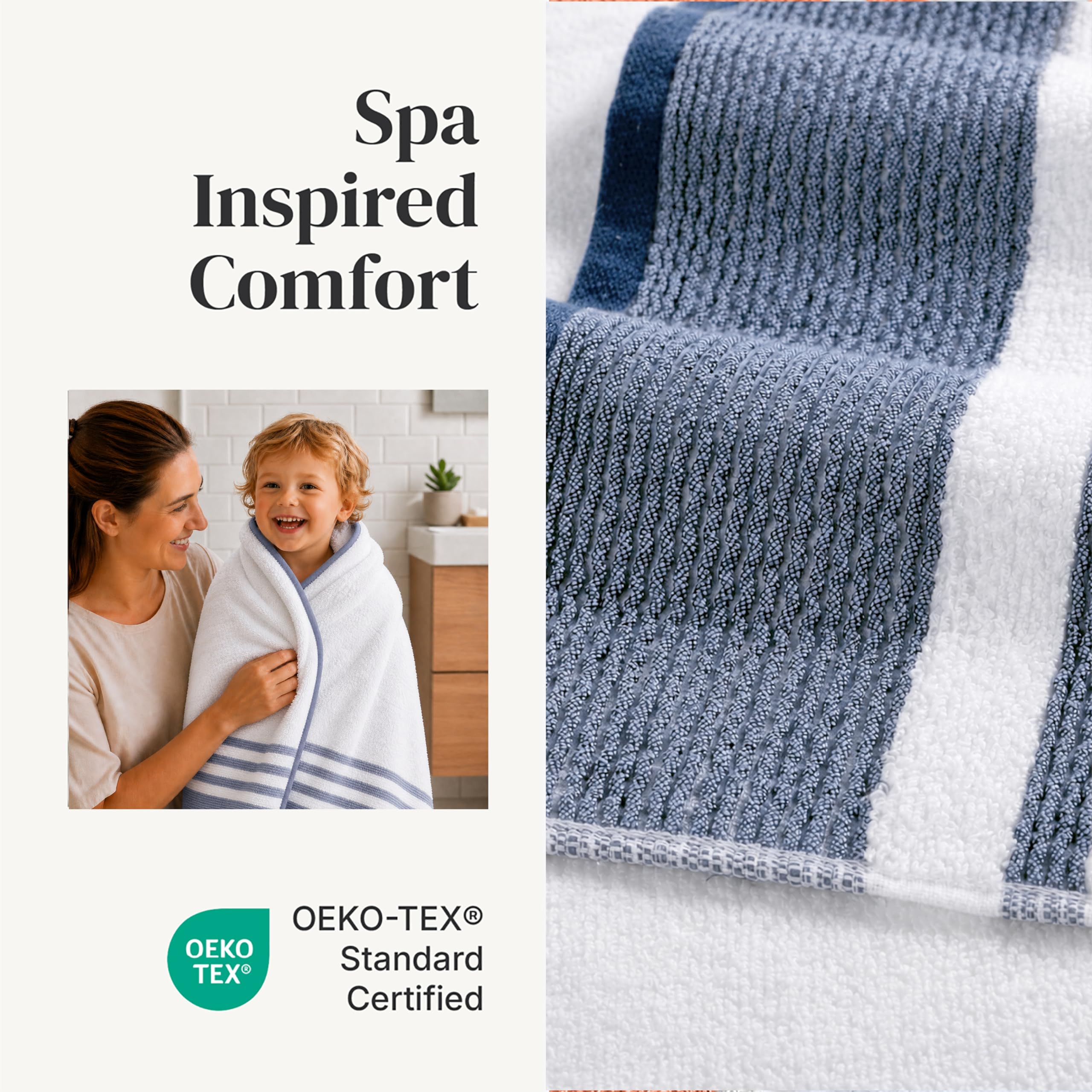 Modern Threads towels hanging in bathroom showing quick-access convenience benefit
