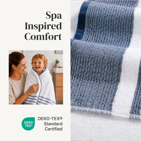 Modern Threads towels hanging in bathroom showing quick-access convenience benefit