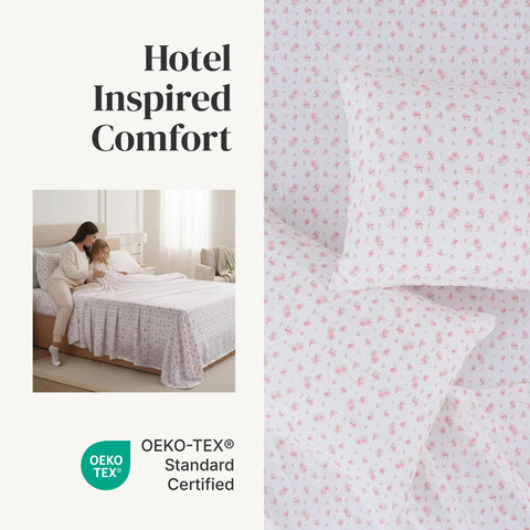 Modern Threads flat sheet spread on California King showing full coverage benefit