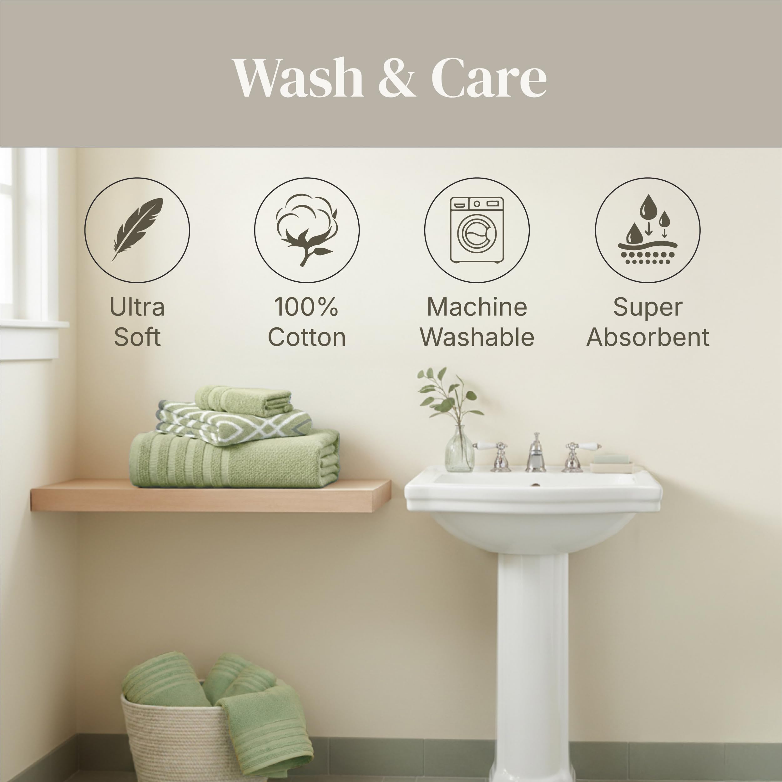 Modern Threads styled bathroom with towels adding color and decorative texture benefit