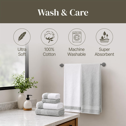 Modern Threads styled in bathroom to show cohesive look and versatility