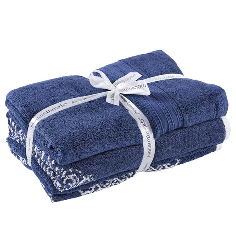 Modern Threads stacked towels showing bath hand washcloth sizes for scale