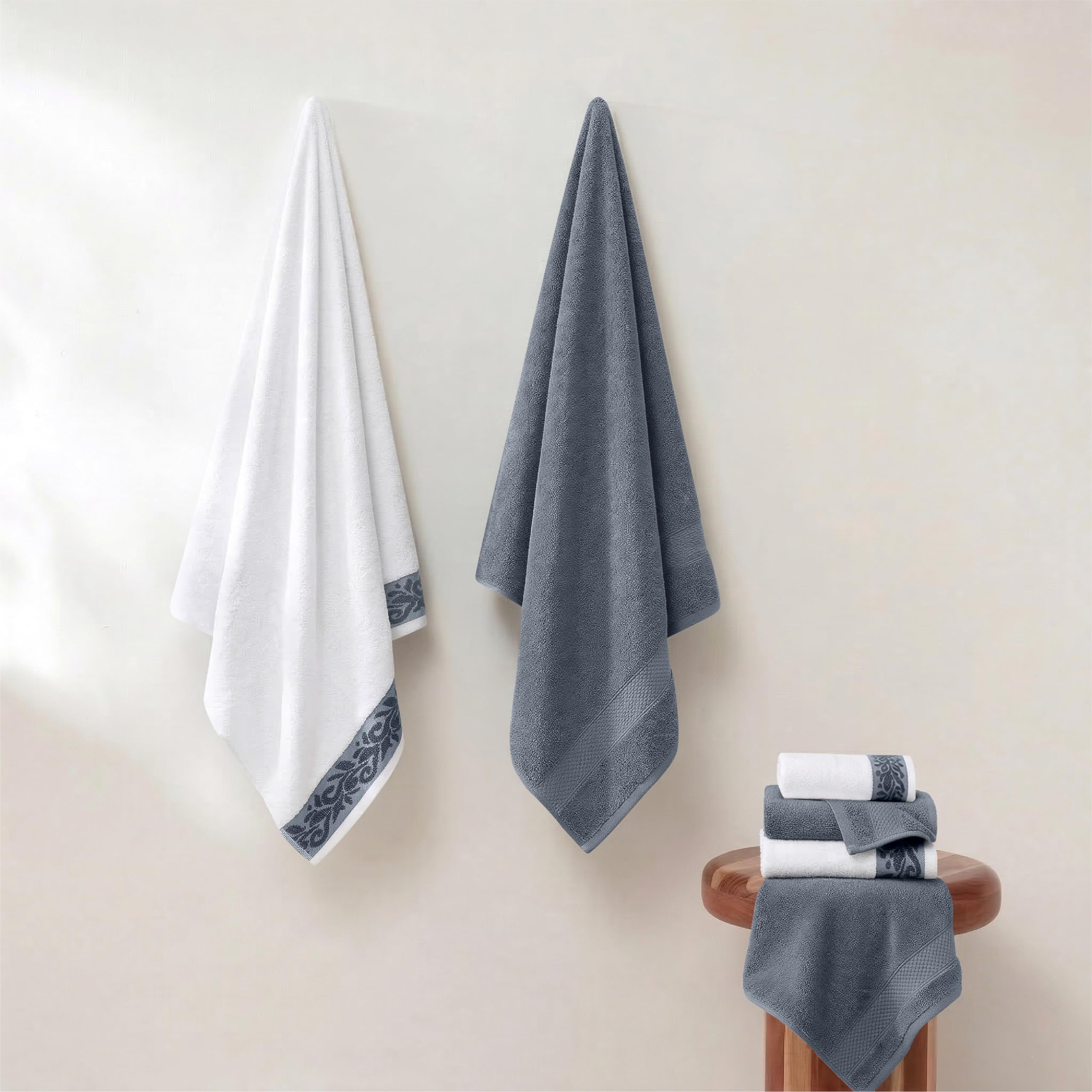 Modern Threads folded towels beside ruler showing scale and true-to-size dimensions